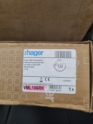 Hager vml106rk consumer unit - unit, 6