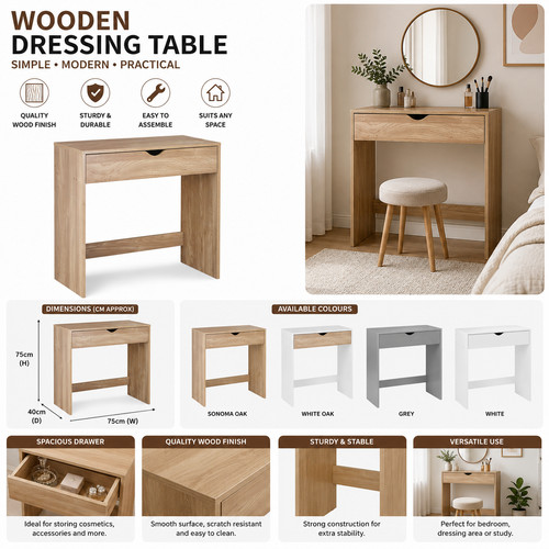 Wooden dressing table with - wooden,