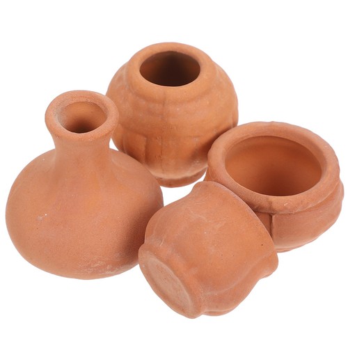 4pcs mini red - red, pottery
