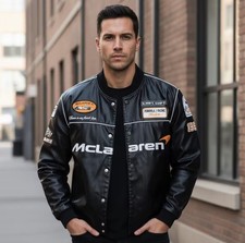 McLaren F1 Leather Bomber Jacket – Vintage Racing Motorsport Jacket Men’s