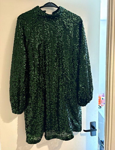 Green sequin neck - sequin, shift