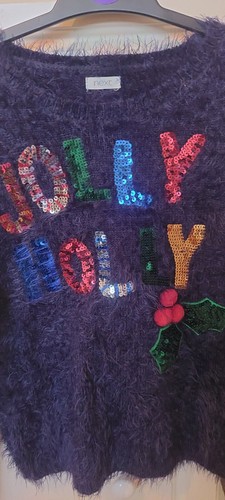 Girls christmas fluffy navy - girls,