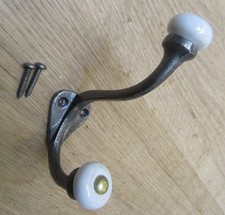 Cast iron Rustic hat & coat hook vintage old English Victorian retro pegs