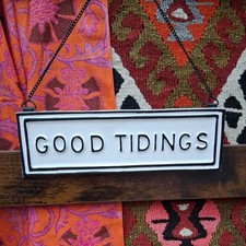 Habitat Christmas Good Tidings Retro Enamel Wall Sign Decoration Retired Design