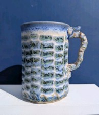 Vintage Studio Art Pottery Drip Glazed Blue Green Coffee Cup Tea Mug Tankard