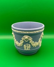 Wedgwood Pale Blue Jasperware Cachepot - Lion Head Garland, (c. 1910-1960)