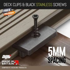 Composite Decking Clips Hidden Fixings Plastic T WPC Deck & BLACK Screws