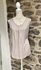 Italian ladies vest top 1 camisole style smart sleeveless taupe T-shirt 14 gold