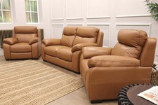Barker & Stonehouse HERITAGE Leather 2 Seat Sofa & 2 Power Reclining Chairs