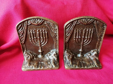 Antique Hanukkah Menorah Stunning Bronze Bookends