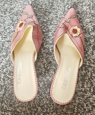 Carvella Pink Floral Leather Shoes Womens- Size 4 - Vintage
