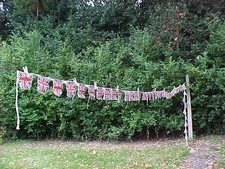 RARE VINTAGE WW2 ERA BRITISH UNION JACK FLAG COTTON CLOTH BUNTING  - 10 YARDS