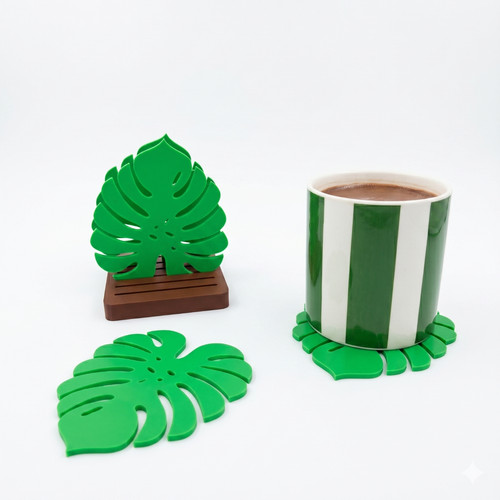 Monstera leaf coaster - leaf, with