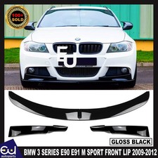 FOR BMW 3 SERIES E90 E91 LCI GLOSS BLACK FRONT SPLITTER LIP M SPORT 2009-2012