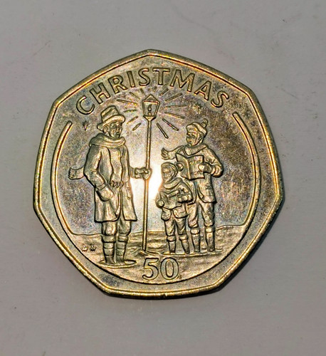 1991 gibraltar christmas 50p - christmas,