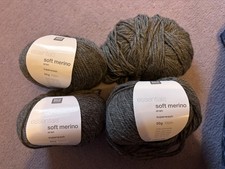 🧶 200g Rico Essentials soft merino aran wght 100% Pure New Wool Yarn 094 Grey 