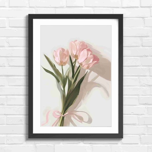 Soft pink tulips - pink, ribbon