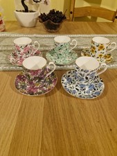 set of 5 Vintage Royal Albert England Demitasse Tea Cups & Saucers