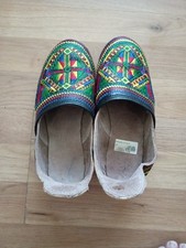 Moroccan Berber Babouche Handmade Embroidered Slip on Mule Shoes UK Size 5 EU 38