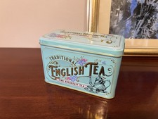 Traditional English Tea Metal Tin Box Caddy empty - Keepsake Storage Gift Idea
