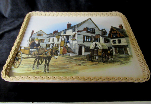 Vintage wicker tray retro - vintage,