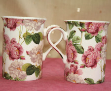 PAIR FINE BONE CHINA MUGS