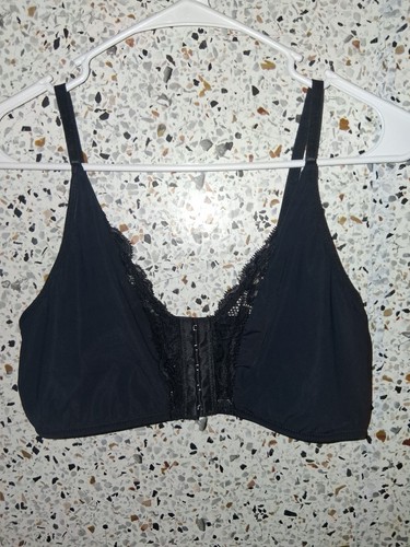 Women black front clasp bra - black,