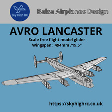 Lancaster bomber Scale free-flight model glider ~ Laser-cut balsa kit