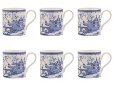 Set of 6 Blue Willow Mugs Fine