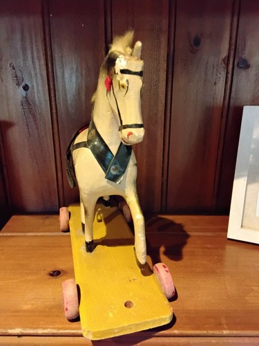 Vintage toy horse - vintage, wheels