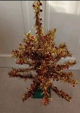 Tinsel Christmas Tree Gold Vintage  Display Film Shop Prop Christmas Decoration 