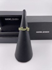Georg Jensen 18ct Yellow Gold Pave Emerald Fusion Ring Sz Q Boxed New