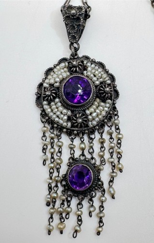 Art nouveau sterling amethyst - sterling,