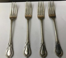 Vintage 4 Thomas Turner & Co 18.5cm Silver Plated Dessert Forks TT&Co Cutlery