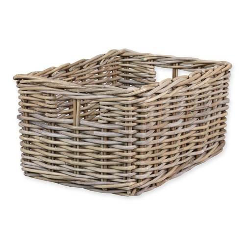 Rectangular grey buff - &, rattan