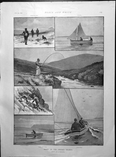 Old print sport orkney islands - print,