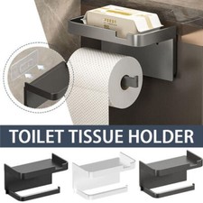 Home Bathroom Wall Mounted Toilet Roll Paper Holder Shelf Phone Stand Organizer