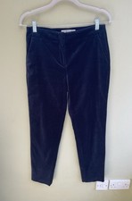 L.K.Bennett Roxane Navy Blue Velvet Tailored Trousers Size 8 Split Ankle