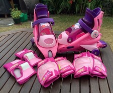 Barbie Fisher Price Inline Learner Skates with Knee & Elbow Pads & Wrist Guards