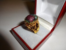 Ruby zoisite ring - ruby, 14k