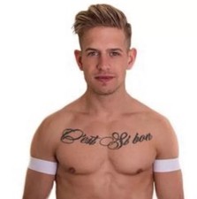 2PCS White Arm Bicep Elastic Men body harness Club Wear Party Gay Or Gym Sports