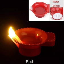 LED Diwali Diya Water Sensor Light Up Diva Candle Lamp Pooja Hindu Festival