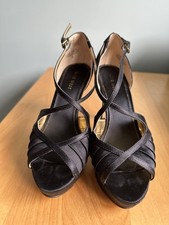 Nine West Black Satin Bumblelion Heels UK 4 (boxed) - Used but great con