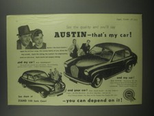 1953 Austin A40 Somerset and A30 Seven Cars Ad - See the quality and you'll say