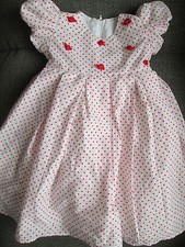 BABY GIRLS CHANTELLE DRESS WHITE & RED POLKA DOT & 3D ROSE DETAIL AGE 18-24M NEW