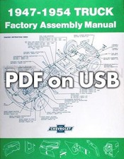 USB Chevy Pickup Truck Assembly Manual 1947 1948 1949 1950 1951 1952 1953 1954