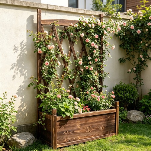 Solid wood planter box garden - box,