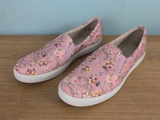 Hotter Tara Slip-on Shoes Pink Floral  Bloom Ladies Size UK 7 STD Canvas New.