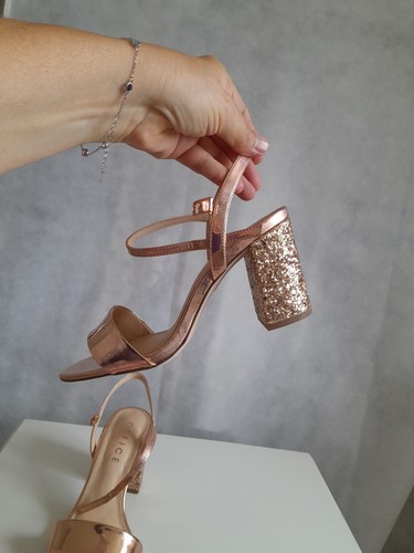Block heel sandals - block, rose