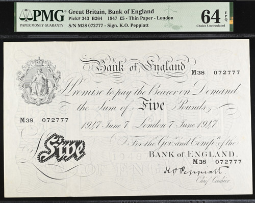 White five pound note - £5,